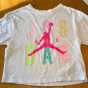 Jordan Kids White Tee with Pink and Pastel Graphic